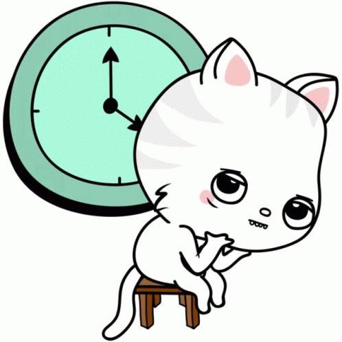 Bored Toofio Waiting Sticker Toofiothe Cat Waiting Clock Watching