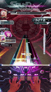 a person playing a video game called sound pulse