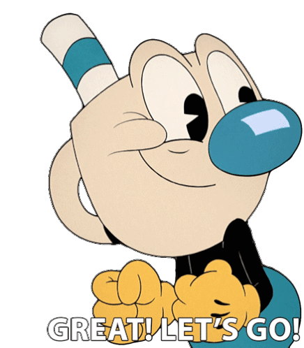 Great Lets Go Mugman Sticker - Great Lets Go Mugman The Cuphead Show Stickers