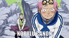 a cartoon character with the name kobylu canon next to him