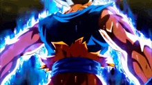 a close up of a person 's torso in a cartoon with a blue background .