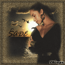 a picture of a woman with the name sade written on the bottom