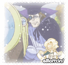 a cartoon drawing of a man and a cookie with the words elliottin below them
