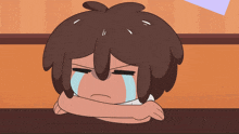 a cartoon character is crying with a tear coming out of his mouth