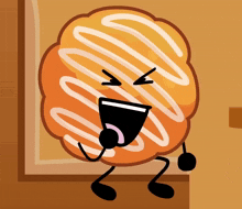 a cartoon drawing of a doughnut with icing on it