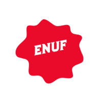 a red sticker that says enuf is enough on a white background