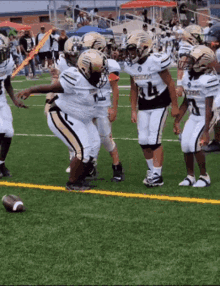 a group of football players on a field with one wearing the number 4