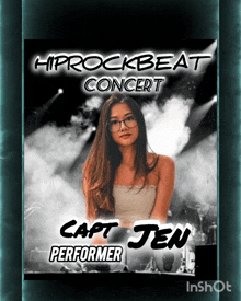 a poster for hiprockbeat concert with capt jen performer