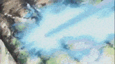a shark is being attacked by a sword in a cartoon .