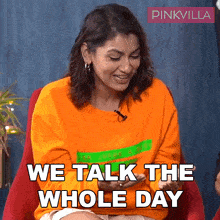 We Talk The Whole Day Sriti Jha GIF - We Talk The Whole Day Sriti Jha Pinkvilla GIFs