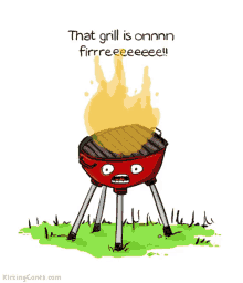 pun silly grill flames the grill is on fire