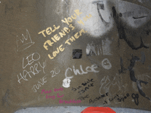 graffiti on a wall that says tell your friends love them