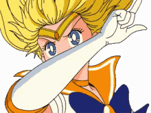 a cartoon drawing of a girl with blue eyes