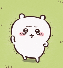a cartoon drawing of a white bear with a silly face