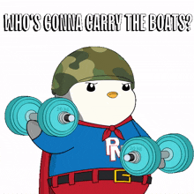 workout gym penguin david pudgy