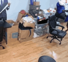 a cardboard box with north written on it