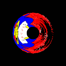 a drawing of a circle with a face in it
