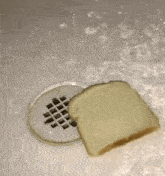 a slice of bread is sitting on top of a drain in a sink .