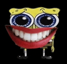 a spongebob squarepants character with big eyes and a red mouth .