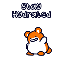 a cartoon of a bear holding a water bottle with the words stay hydrated