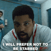 I Will Prefer Not To Be Stabbed Daveed GIF - I Will Prefer Not To Be Stabbed Daveed Cocaine Bear GIFs