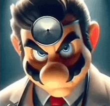 a close up of a cartoon character wearing a doctor 's hat and stethoscope on his head .