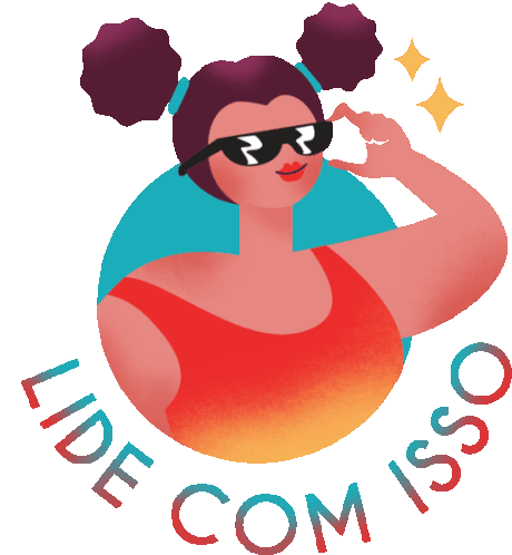 Curvy Girl Wearing Sunglasses Says Deal With It In Portuguese Sticker - Proudly Me Lide Com Isso Deal With It Stickers