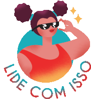 Curvy Girl Wearing Sunglasses Says Deal With It In Portuguese Sticker - Proudly Me Lide Com Isso Deal With It Stickers