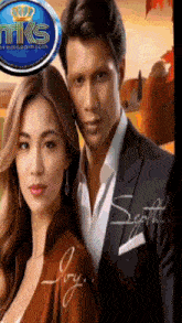 a man in a suit and a woman in a brown jacket are on the cover of a book