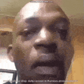 a close up of a man 's face with the words mecha please drop daily raccoon in #serious announcements