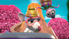 a cartoon mouse wearing goggles and a helmet