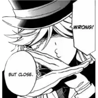 a black and white drawing of a man in a top hat making a x sign .