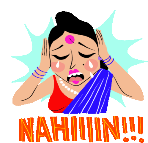 Aunty Saying Nahiiiin Sticker - Modern Parivar Sad Worried Stickers