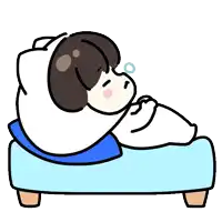 a cartoon of a person sleeping in a bed