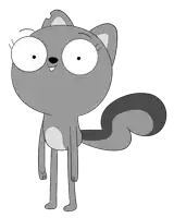 a cartoon cat with big eyes and a tail
