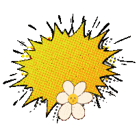 a comic book speech bubble with the words bonjour bi and a flower