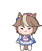 a cartoon drawing of a girl dressed as a horse with her eyes closed