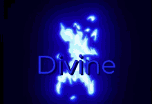 the word divine that is on a dark blue background
