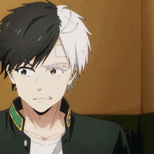 a close up of a anime character with the number 00 on his face