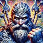 a painting of a man with a beard and a crown on his head