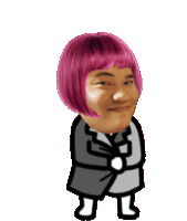 a cartoon of a girl with pink hair and a backpack