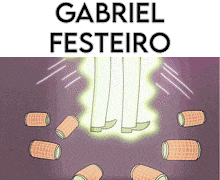 a gabriel festeiro poster with a pair of feet surrounded by barrels