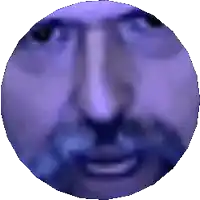 a pixelated image of a man 's face in a purple circle