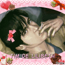 a picture of a man smoking a cigarette with the name tim de lilibeth on it