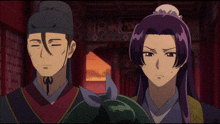 a man and a woman are standing next to each other in a room in a cartoon .