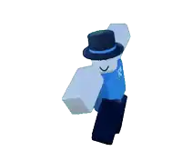 a roblox character is wearing a hat and a blue shirt with the letter r on it