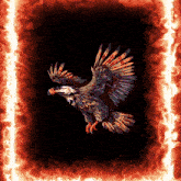a painting of an eagle with its wings outstretched on a black background