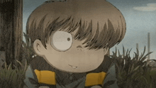 a close up of a cartoon character 's face