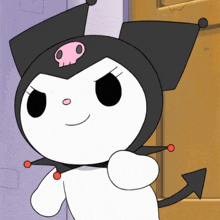 a cartoon character with a skull on her head and a tail