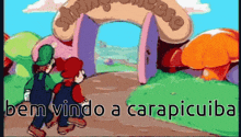 a cartoon scene with the words bem vindo a carapicubia
